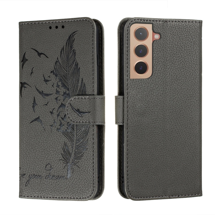 Feather Pattern Litchi Texture Leather Phone Case with Holder & Card Slots & Wallet, For Samsung Galaxy S22 5G, For Samsung Galaxy S22 Ultra 5G, For Samsung Galaxy S22+ 5G, For Xiaomi Redmi Note 11, For Xiaomi Redmi Note 11 Pro