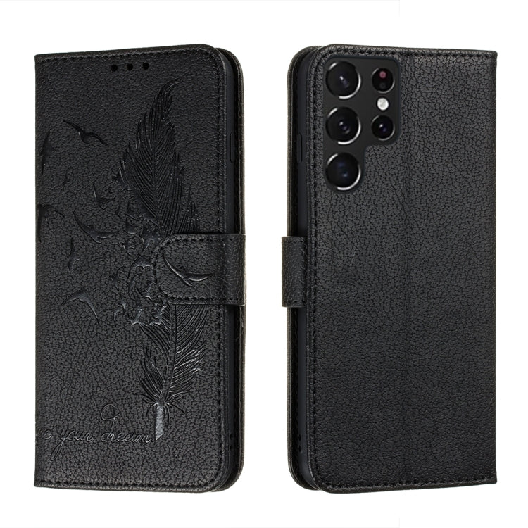 Feather Pattern Litchi Texture Leather Phone Case with Holder & Card Slots & Wallet, For Samsung Galaxy S22 5G, For Samsung Galaxy S22 Ultra 5G, For Samsung Galaxy S22+ 5G, For Xiaomi Redmi Note 11, For Xiaomi Redmi Note 11 Pro