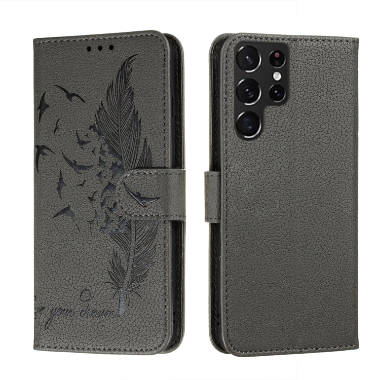 Feather Pattern Litchi Texture Leather Phone Case with Holder & Card Slots & Wallet, For Samsung Galaxy S22 5G, For Samsung Galaxy S22 Ultra 5G, For Samsung Galaxy S22+ 5G, For Xiaomi Redmi Note 11, For Xiaomi Redmi Note 11 Pro