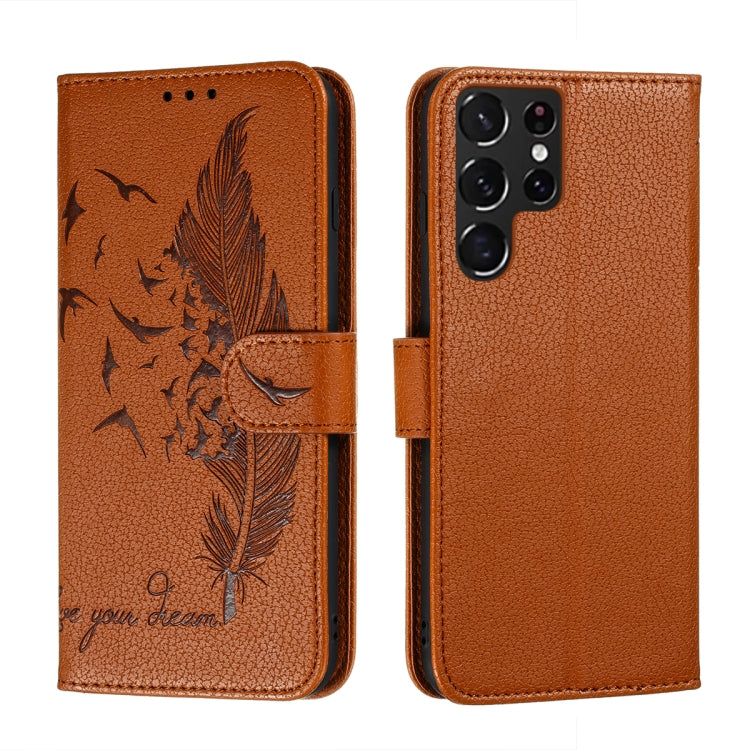 Feather Pattern Litchi Texture Leather Phone Case with Holder & Card Slots & Wallet, For Samsung Galaxy S22 5G, For Samsung Galaxy S22 Ultra 5G, For Samsung Galaxy S22+ 5G, For Xiaomi Redmi Note 11, For Xiaomi Redmi Note 11 Pro