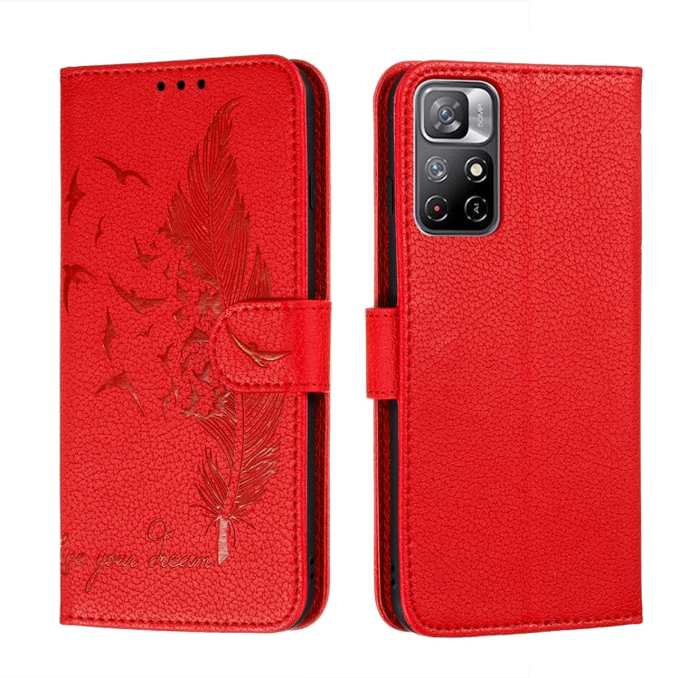 Feather Pattern Litchi Texture Leather Phone Case with Holder & Card Slots & Wallet, For Samsung Galaxy S22 5G, For Samsung Galaxy S22 Ultra 5G, For Samsung Galaxy S22+ 5G, For Xiaomi Redmi Note 11, For Xiaomi Redmi Note 11 Pro