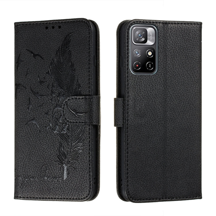 Feather Pattern Litchi Texture Leather Phone Case with Holder & Card Slots & Wallet, For Samsung Galaxy S22 5G, For Samsung Galaxy S22 Ultra 5G, For Samsung Galaxy S22+ 5G, For Xiaomi Redmi Note 11, For Xiaomi Redmi Note 11 Pro