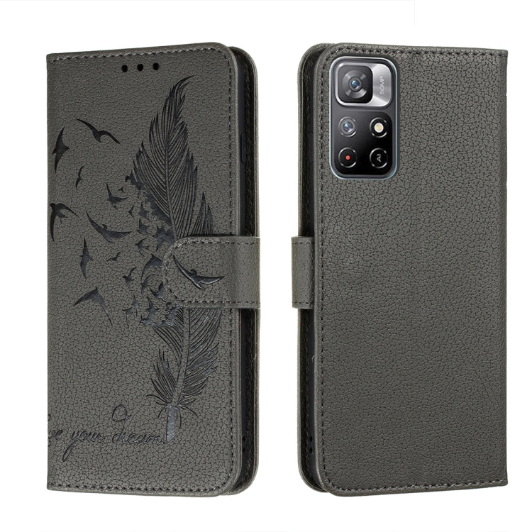 Feather Pattern Litchi Texture Leather Phone Case with Holder & Card Slots & Wallet, For Samsung Galaxy S22 5G, For Samsung Galaxy S22 Ultra 5G, For Samsung Galaxy S22+ 5G, For Xiaomi Redmi Note 11, For Xiaomi Redmi Note 11 Pro