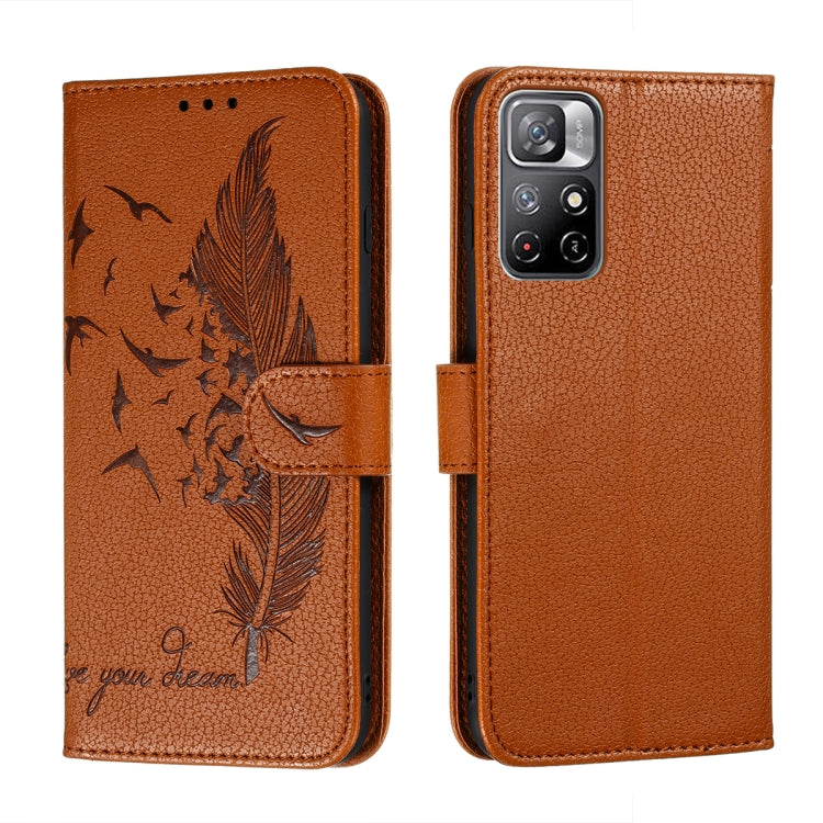 Feather Pattern Litchi Texture Leather Phone Case with Holder & Card Slots & Wallet, For Samsung Galaxy S22 5G, For Samsung Galaxy S22 Ultra 5G, For Samsung Galaxy S22+ 5G, For Xiaomi Redmi Note 11, For Xiaomi Redmi Note 11 Pro