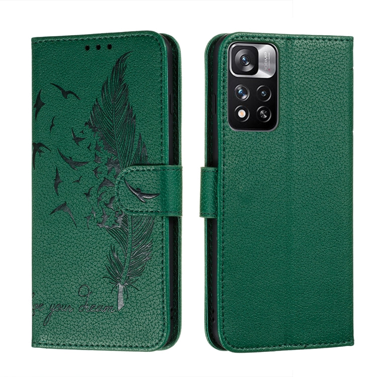 Feather Pattern Litchi Texture Leather Phone Case with Holder & Card Slots & Wallet, For Samsung Galaxy S22 5G, For Samsung Galaxy S22 Ultra 5G, For Samsung Galaxy S22+ 5G, For Xiaomi Redmi Note 11, For Xiaomi Redmi Note 11 Pro