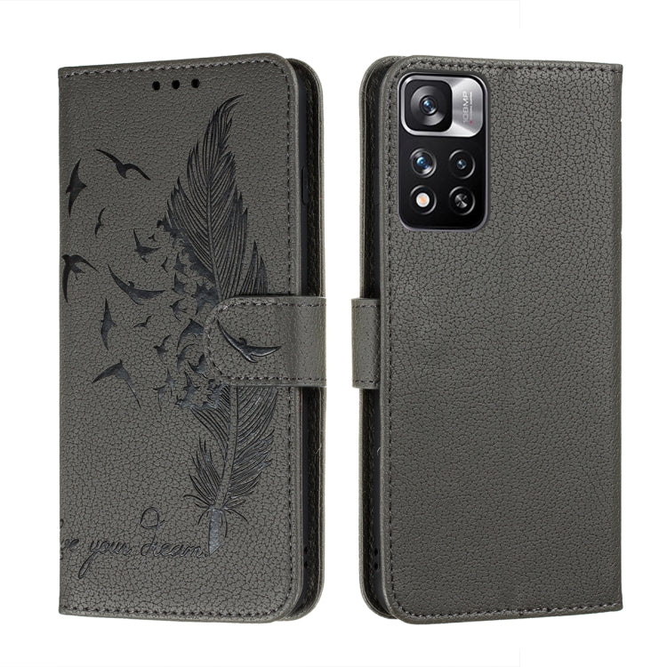 Feather Pattern Litchi Texture Leather Phone Case with Holder & Card Slots & Wallet, For Samsung Galaxy S22 5G, For Samsung Galaxy S22 Ultra 5G, For Samsung Galaxy S22+ 5G, For Xiaomi Redmi Note 11, For Xiaomi Redmi Note 11 Pro