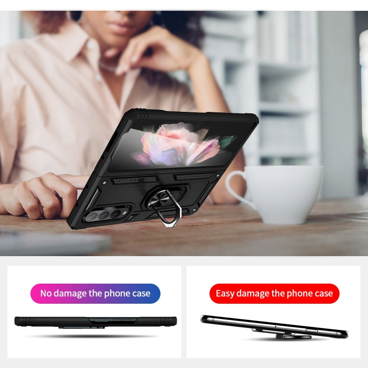 Shockproof TPU + PC Phone Case with Rotating Holder, For Samsung Galaxy Z Fold3 5G