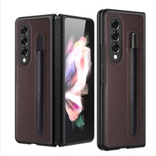 Load image into Gallery viewer, Litchi Texture Hinge Protection Folding Phone Case with Pen Cover, For Samsung Galaxy Z Fold3 5G