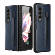 Load image into Gallery viewer, Litchi Texture Hinge Protection Folding Phone Case with Pen Cover, For Samsung Galaxy Z Fold3 5G
