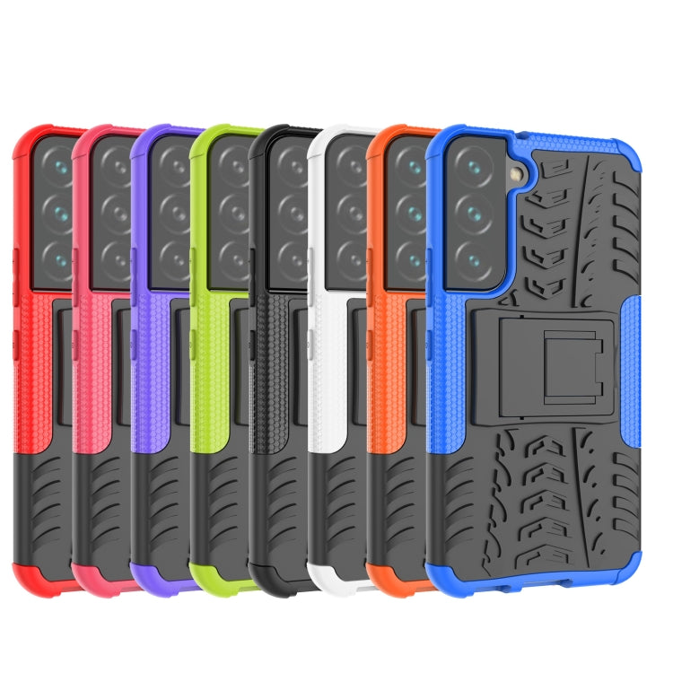 Tire Texture Shockproof TPU+PC Phone Case with Holder, For Samsung Galaxy S22 5G