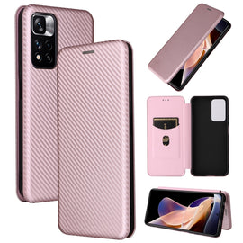 Carbon Fiber Texture Magnetic Horizontal Flip PU Phone Case, For Xiaomi Redmi Note 11 Pro / Note 11 Pro+, For ZTE Blade V30