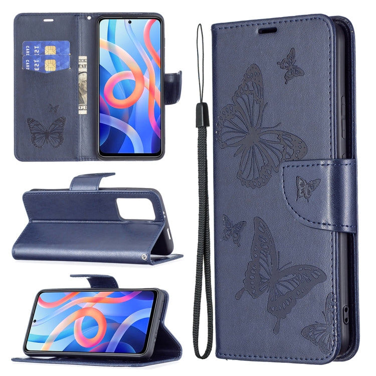 Two Butterflies Embossing Pattern Horizontal Flip Leather Phone Case with Holder & Card Slot & Wallet & Lanyard, For Xiaomi Redmi Note 11 5G, For Samsung Galaxy S22+ 5G, For Samsung Galaxy S22 Ultra 5G, For Samsung Galaxy S22 5G