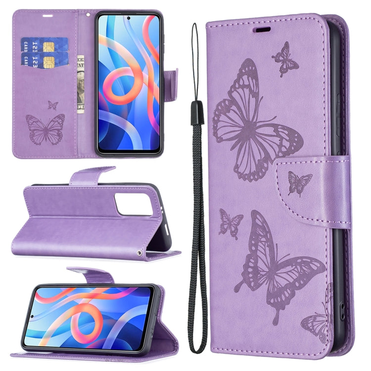 Two Butterflies Embossing Pattern Horizontal Flip Leather Phone Case with Holder & Card Slot & Wallet & Lanyard, For Xiaomi Redmi Note 11 5G, For Samsung Galaxy S22+ 5G, For Samsung Galaxy S22 Ultra 5G, For Samsung Galaxy S22 5G