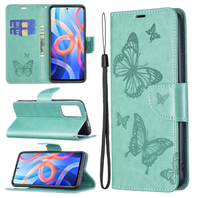Two Butterflies Embossing Pattern Horizontal Flip Leather Phone Case with Holder & Card Slot & Wallet & Lanyard, For Xiaomi Redmi Note 11 5G, For Samsung Galaxy S22+ 5G, For Samsung Galaxy S22 Ultra 5G, For Samsung Galaxy S22 5G