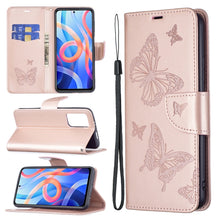 Load image into Gallery viewer, Two Butterflies Embossing Pattern Horizontal Flip Leather Phone Case with Holder &amp; Card Slot &amp; Wallet &amp; Lanyard, For Xiaomi Redmi Note 11 5G, For Samsung Galaxy S22+ 5G, For Samsung Galaxy S22 Ultra 5G, For Samsung Galaxy S22 5G