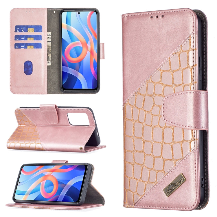Matching Color Crocodile Texture Horizontal Flip Leather Phone Case with Wallet & Holder & Card Slots, For Xiaomi Redmi Note 11 5G