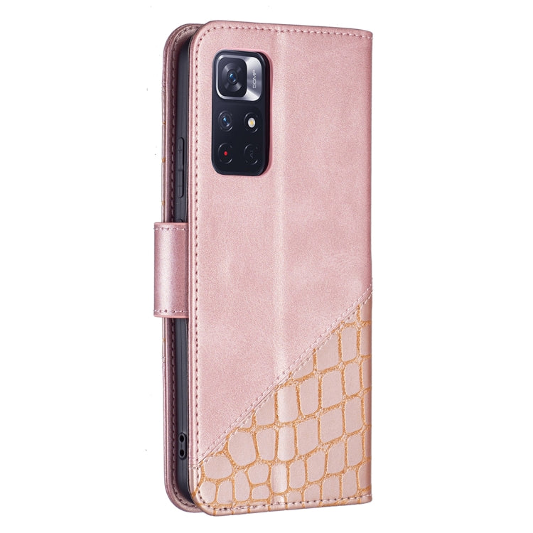 Matching Color Crocodile Texture Horizontal Flip Leather Phone Case with Wallet & Holder & Card Slots, For Xiaomi Redmi Note 11 5G