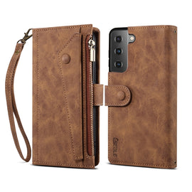 Retro Frosted Horizontal Flip Leather Phone Case with Holder & Card Slot & Wallet & Zipper Pocket & Lanyard, For Samsung Galaxy S22 5G, For Samsung Galaxy S22+ 5G, For Samsung Galaxy S22 Ultra 5G