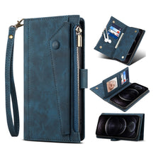 Load image into Gallery viewer, Retro Frosted Horizontal Flip Leather Phone Case with Holder &amp; Card Slot &amp; Wallet &amp; Zipper Pocket &amp; Lanyard, For Samsung Galaxy S22 5G, For Samsung Galaxy S22+ 5G, For Samsung Galaxy S22 Ultra 5G