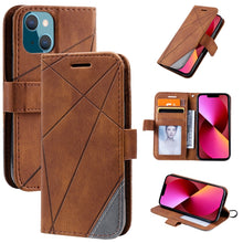 Load image into Gallery viewer, Skin Feel Splicing Horizontal Flip Leather Phone Case, For iPhone 13 Pro Max, For iPhone 13 Pro, For iPhone 13, For iPhone 13 mini