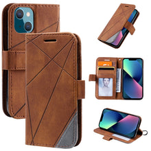 Load image into Gallery viewer, Skin Feel Splicing Horizontal Flip Leather Phone Case, For iPhone 13 Pro Max, For iPhone 13 Pro, For iPhone 13, For iPhone 13 mini