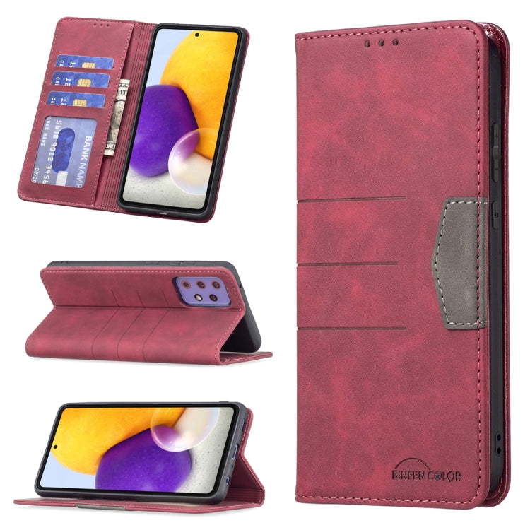 Magnetic Splicing Leather Phone Case, For Samsung Galaxy A41, For Samsung Galaxy A42 5G, For Samsung Galaxy A51, For Samsung Galaxy A52, For Samsung Galaxy A71, For Samsung Galaxy A72, For Samsung Galaxy M32, For Samsung Galaxy M52 5G                  ...