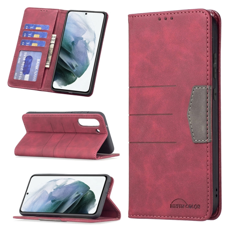 Magnetic Splicing Leather Phone Case, For Samsung Galaxy S21 FE 5G, For Samsung Galaxy S21 5G, For Samsung Galaxy S21+ 5G, For Samsung Galaxy S21 Ultra 5G, For Samsung Galaxy S22+ 5G, For Samsung Galaxy S22 Ultra 5G, For Samsung Galaxy S22 5G