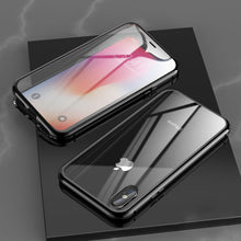 Load image into Gallery viewer, Ultra Slim Double Sides Magnetic Adsorption Angular Frame Tempered Glass Magnet Flip Case, For iPhone X / XS, For iPhone XR, For iPhone XS Max
