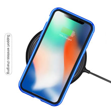 Load image into Gallery viewer, Ultra Slim Double Sides Magnetic Adsorption Angular Frame Tempered Glass Magnet Flip Case, For iPhone X / XS, For iPhone XR, For iPhone XS Max