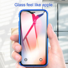 Load image into Gallery viewer, Ultra Slim Double Sides Magnetic Adsorption Angular Frame Tempered Glass Magnet Flip Case, For iPhone X / XS, For iPhone XR, For iPhone XS Max