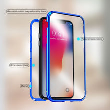Load image into Gallery viewer, Ultra Slim Double Sides Magnetic Adsorption Angular Frame Tempered Glass Magnet Flip Case, For iPhone X / XS, For iPhone XR, For iPhone XS Max