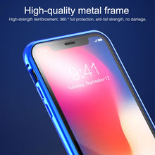 Load image into Gallery viewer, Ultra Slim Double Sides Magnetic Adsorption Angular Frame Tempered Glass Magnet Flip Case, For iPhone X / XS, For iPhone XR, For iPhone XS Max