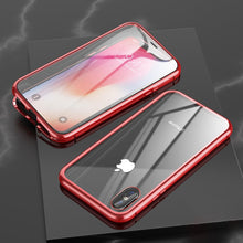 Load image into Gallery viewer, Ultra Slim Double Sides Magnetic Adsorption Angular Frame Tempered Glass Magnet Flip Case, For iPhone X / XS, For iPhone XR, For iPhone XS Max