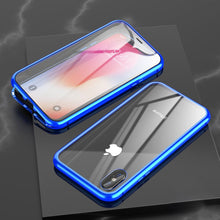 Load image into Gallery viewer, Ultra Slim Double Sides Magnetic Adsorption Angular Frame Tempered Glass Magnet Flip Case, For iPhone X / XS, For iPhone XR, For iPhone XS Max