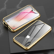 Load image into Gallery viewer, Ultra Slim Double Sides Magnetic Adsorption Angular Frame Tempered Glass Magnet Flip Case, For iPhone X / XS, For iPhone XR, For iPhone XS Max