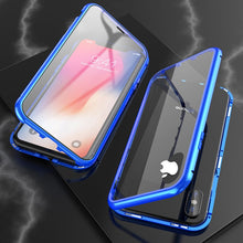 Load image into Gallery viewer, Ultra Slim Double Sides Magnetic Adsorption Angular Frame Tempered Glass Magnet Flip Case, For iPhone X / XS, For iPhone XR, For iPhone XS Max
