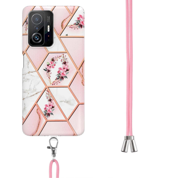 Electroplating Splicing Marble Flower TPU Phone Case with Lanyard, For Xiaomi Mi 11T / Mi 11T Pro, For Xiaomi Redmi 10, For Samsung Galaxy A13 5G