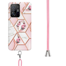 Load image into Gallery viewer, Electroplating Splicing Marble Flower TPU Phone Case with Lanyard, For Xiaomi Mi 11T / Mi 11T Pro, For Xiaomi Redmi 10, For Samsung Galaxy A13 5G