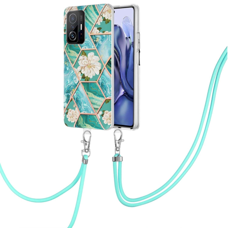 Electroplating Splicing Marble Flower TPU Phone Case with Lanyard, For Xiaomi Mi 11T / Mi 11T Pro, For Xiaomi Redmi 10, For Samsung Galaxy A13 5G