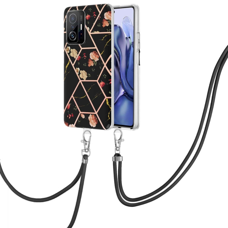 Electroplating Splicing Marble Flower TPU Phone Case with Lanyard, For Xiaomi Mi 11T / Mi 11T Pro, For Xiaomi Redmi 10, For Samsung Galaxy A13 5G