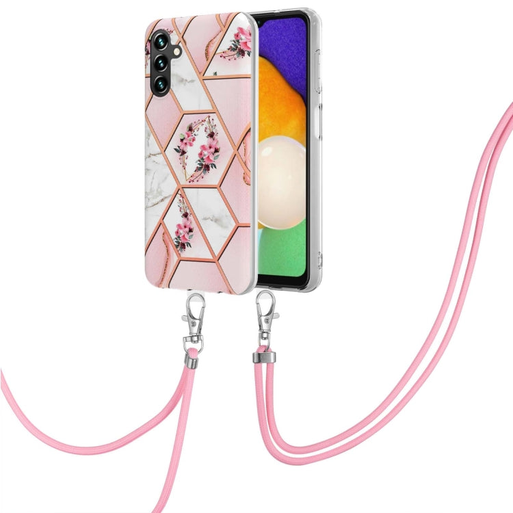 Electroplating Splicing Marble Flower TPU Phone Case with Lanyard, For Xiaomi Mi 11T / Mi 11T Pro, For Xiaomi Redmi 10, For Samsung Galaxy A13 5G