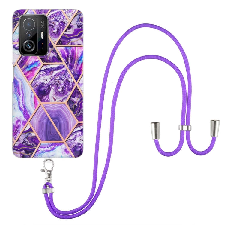 Electroplating Splicing Marble TPU Phone Case with Lanyard, For Xiaomi Mi 11T / Mi 11T Pro, For Xiaomi Redmi 10, For Samsung Galaxy A13 5G