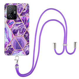 Electroplating Splicing Marble TPU Phone Case with Lanyard, For Xiaomi Mi 11T / Mi 11T Pro, For Xiaomi Redmi 10, For Samsung Galaxy A13 5G