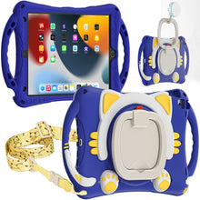 Load image into Gallery viewer, Cute Cat King Kids Shockproof EVA Protective Case with Holder &amp; Shoulder Strap &amp; Handle, For iPad 9.7 2018 / 2017 / Air / Air 2 / Pro 9.7, For iPad 10.2 2019 / 2020 / 2021 / Pro 10.5, For iPad mini 6 / mini 2024, For iPad mini 6