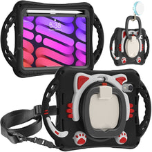 Load image into Gallery viewer, Cute Cat King Kids Shockproof EVA Protective Case with Holder &amp; Shoulder Strap &amp; Handle, For iPad 9.7 2018 / 2017 / Air / Air 2 / Pro 9.7, For iPad 10.2 2019 / 2020 / 2021 / Pro 10.5, For iPad mini 6 / mini 2024, For iPad mini 6