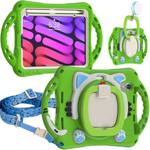 Load image into Gallery viewer, Cute Cat King Kids Shockproof EVA Protective Case with Holder &amp; Shoulder Strap &amp; Handle, For iPad 9.7 2018 / 2017 / Air / Air 2 / Pro 9.7, For iPad 10.2 2019 / 2020 / 2021 / Pro 10.5, For iPad mini 6 / mini 2024, For iPad mini 6