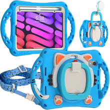Load image into Gallery viewer, Cute Cat King Kids Shockproof EVA Protective Case with Holder &amp; Shoulder Strap &amp; Handle, For iPad 9.7 2018 / 2017 / Air / Air 2 / Pro 9.7, For iPad 10.2 2019 / 2020 / 2021 / Pro 10.5, For iPad mini 6 / mini 2024, For iPad mini 6