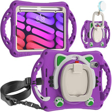 Load image into Gallery viewer, Cute Cat King Kids Shockproof EVA Protective Case with Holder &amp; Shoulder Strap &amp; Handle, For iPad 9.7 2018 / 2017 / Air / Air 2 / Pro 9.7, For iPad 10.2 2019 / 2020 / 2021 / Pro 10.5, For iPad mini 6 / mini 2024, For iPad mini 6