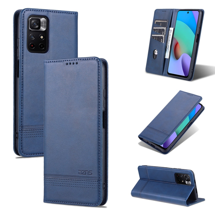 AZNS Magnetic Calf Texture Horizontal Flip Leather Phone Case with Card Slots & Holder & Wallet, For Xiaomi Redmi Note 11