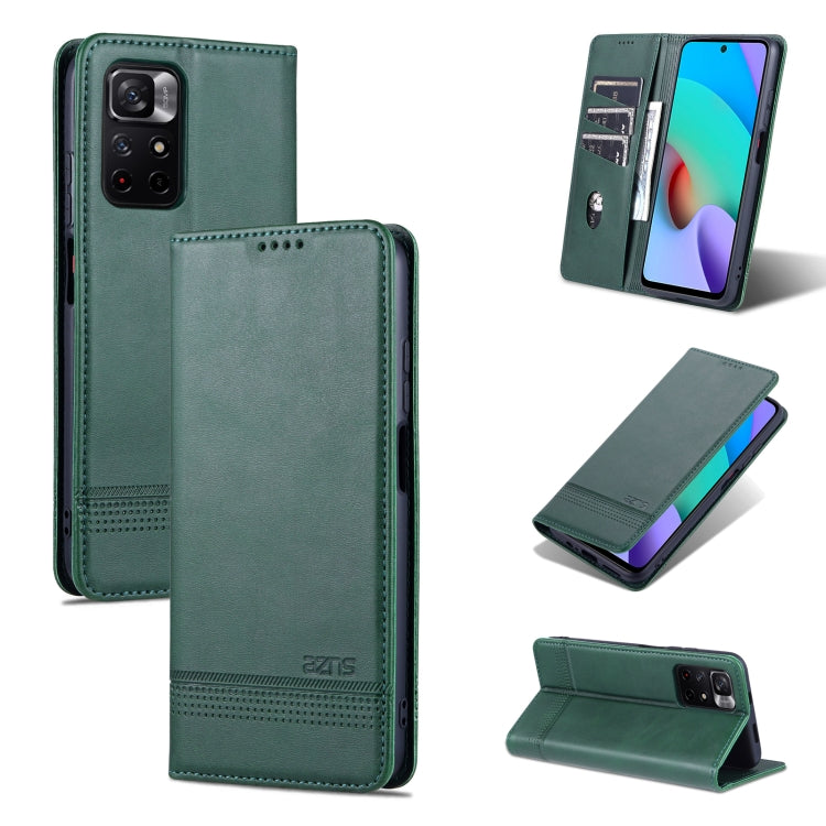 AZNS Magnetic Calf Texture Horizontal Flip Leather Phone Case with Card Slots & Holder & Wallet, For Xiaomi Redmi Note 11